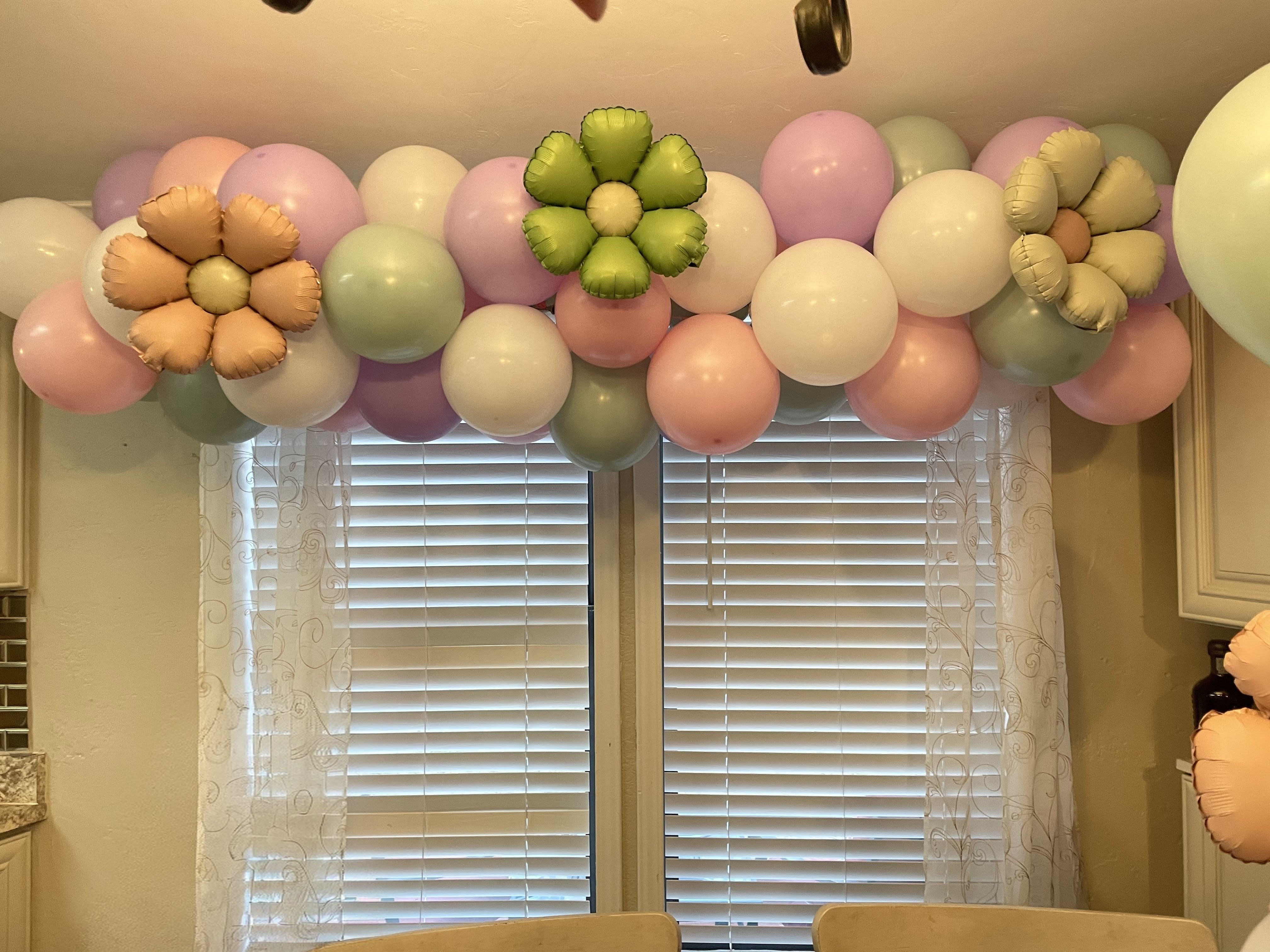 Pastel Balloon Garland with Flowers